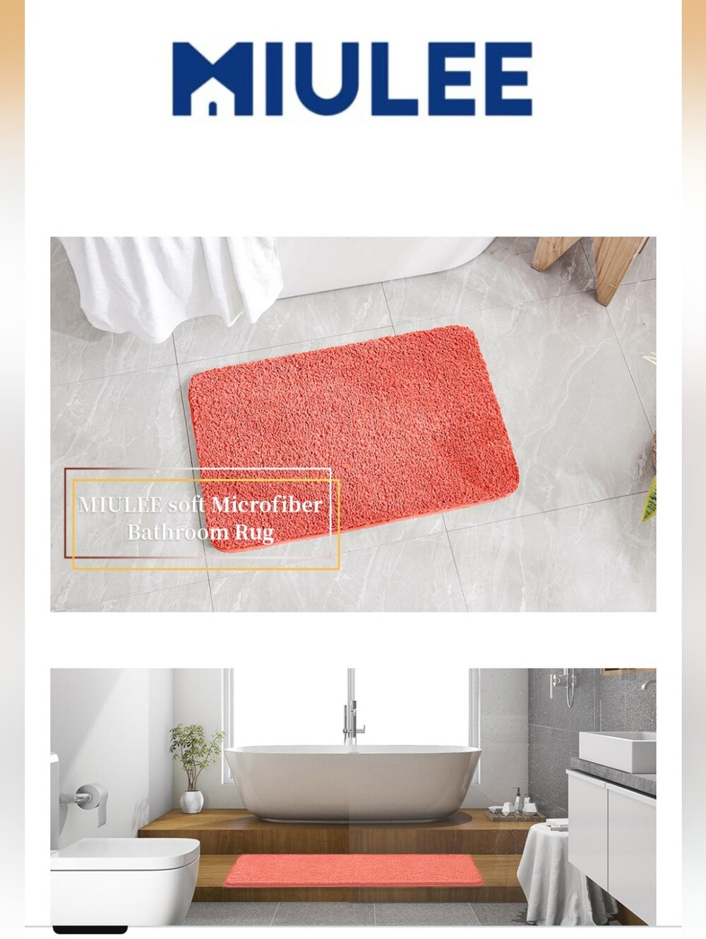 🆕 Coral Plush Bath Mat - Soft Non-Slip Bathroom Rug Miulee